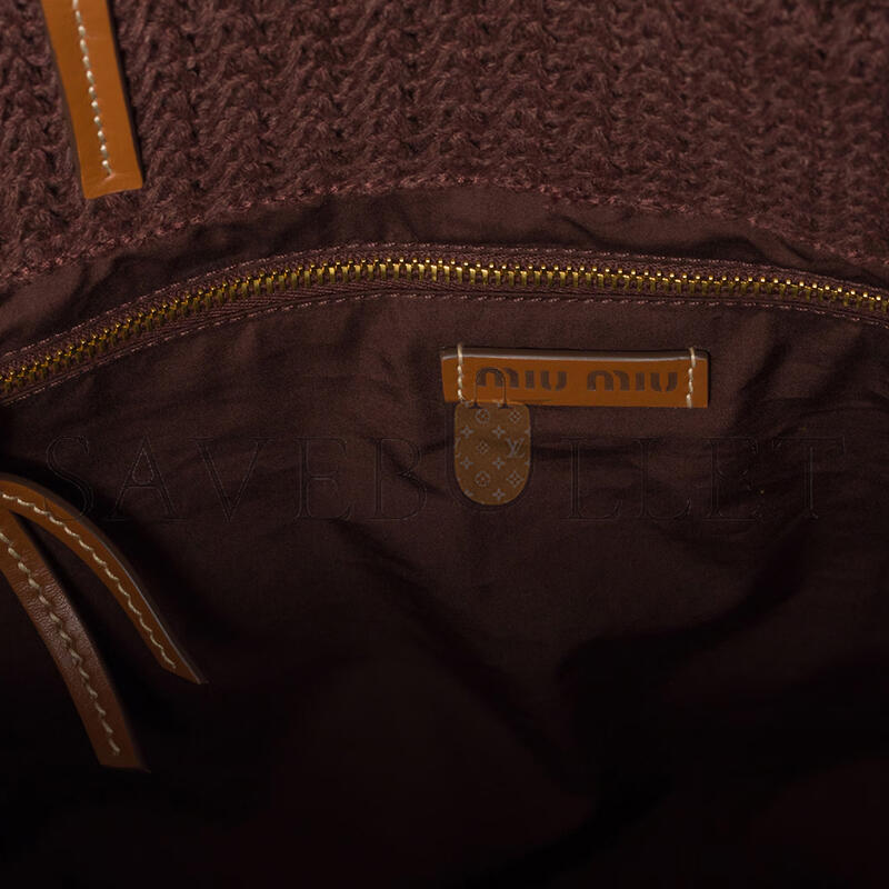MIU MIU RAFFIA-EFFECT WOVEN TOTE BAG 5BG228 (40*34*16cm)